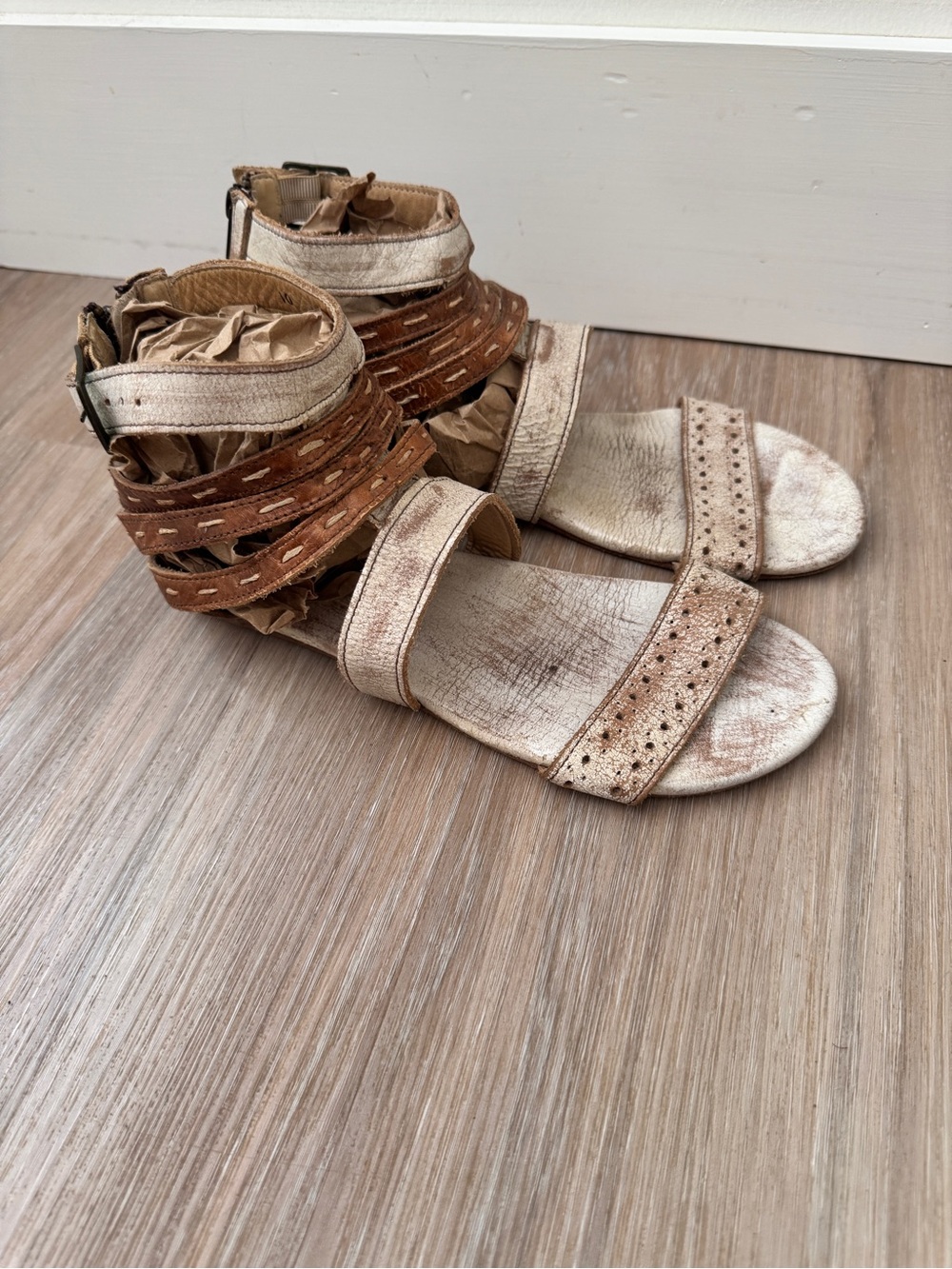 Bed Stu Artemis Sandals Women’s 10 Nectar White Tan Leather Boho Gladiator - Picture 2 of 8